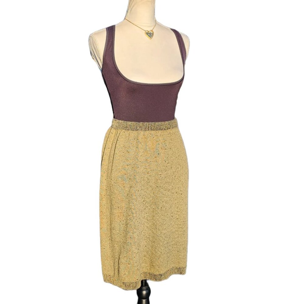 Vintage, green & black pencil sweater skirt. size 6